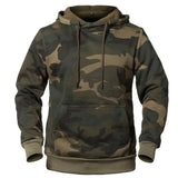 Green camo pullover hoodie, all-over print, front view