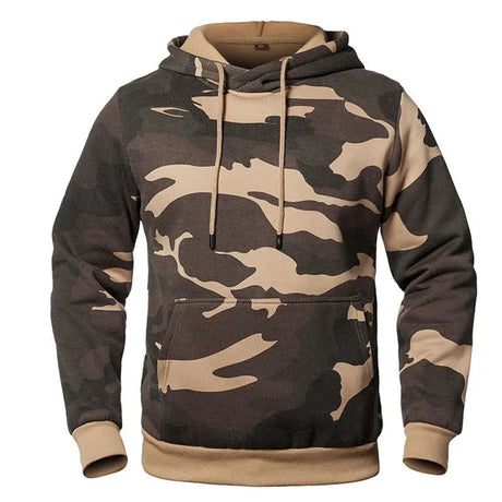 Khaki camo pullover hoodie, all-over print