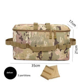Camouflage camp kitchen bag with its dividers, maker measurements 35 by 17 by 21 cm