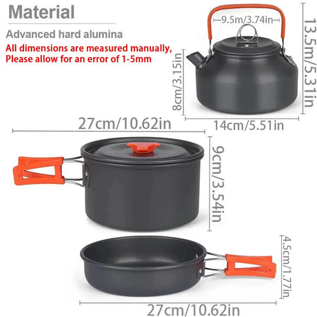 Maker drawing with sizes of the kettle, pot and frying pan
