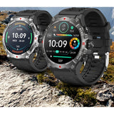 Silver and black COLMI V76 watches side by side on a rocky mountain ridge