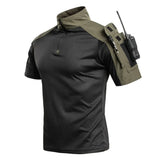 Short-sleeve combat shirt, black body with olive green shoulders
