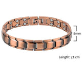 Men's copper link bracelet with slim curved links, width and length marked