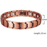 Men's copper link bracelet with rounded links and large single magnets, width and length marked