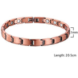 Women's copper link bracelet with slim plain bar links, width and length marked