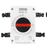 DIY GO DGDS-32 2-string isolator from the front, two MC4 inputs and two outputs on the sides of the box