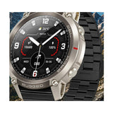 DM59, Black option: silver case, Style B steel link bracelet, with the two spare straps the seller shows