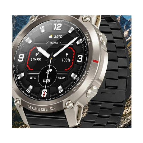 DM59, Black option: silver case, Style B steel link bracelet, with the two spare straps the seller shows