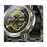 DM59, Grey option: silver case, dark steel link bracelet, with the two spare straps the seller shows