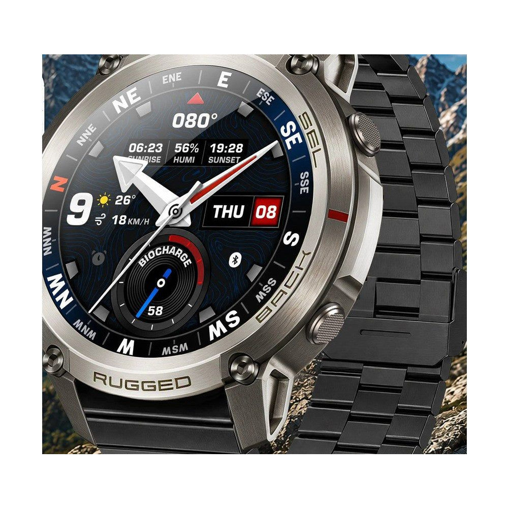 DM59, Grey option: silver case, Style B steel link bracelet, with the two spare straps the seller shows