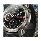 DM59, Grey option: silver case, dark steel mesh strap, with the two spare straps the seller shows