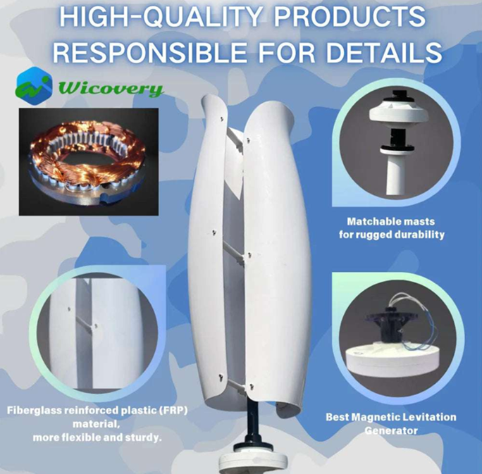 FS-10kW, 15kW & 20kW Vertical Tulip Wind Turbine 12V 24V 48V Wind Power Vertical  BushLine