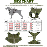 Harness size chart: neck, chest, belly and back measurements for sizes S to XL