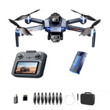 GT8 drone kit: drone, screen remote, one battery, card reader, memory card, eight spare propellers, USB lead, screwdriver and storage case