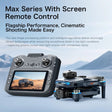 GT8 mini drone in front of its remote control with a built-in screen