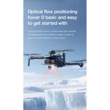 GT8 drone hovering over snow using its downward optical-flow camera