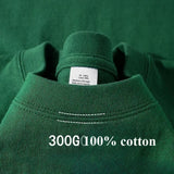Bottle green heavy cotton tee, collar close-up with twin stitching