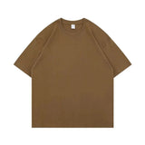 Brown heavy cotton tee laid flat