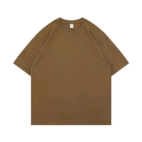 Brown heavy cotton tee laid flat