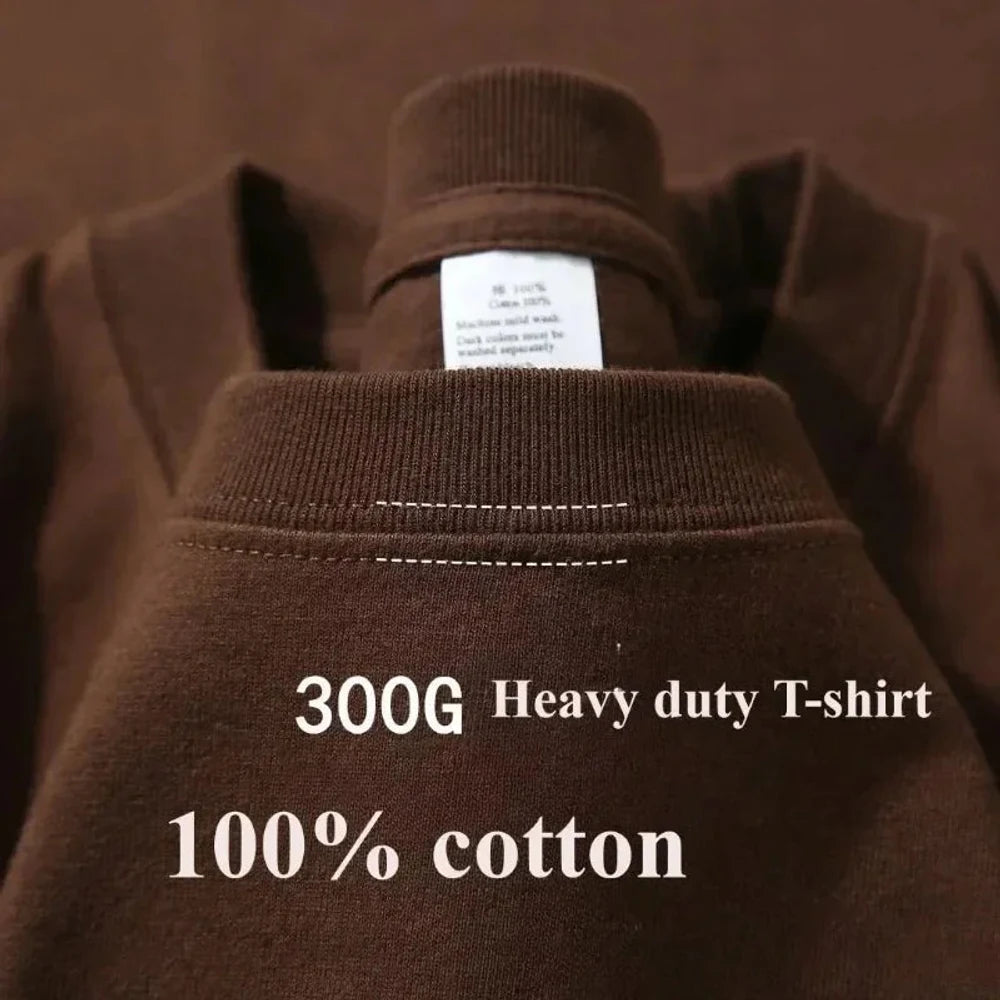 300 g cotton tee collar close-up in brown