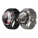 The HK08 in black and in grey side by side, showing the two strap and case colours