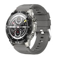 North Edge HK08 GPS smartwatch in grey, silver-toned case with dark bezel on a grey silicone strap
