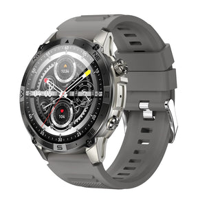 North Edge HK08 GPS smartwatch in grey, silver-toned case with dark bezel on a grey silicone strap