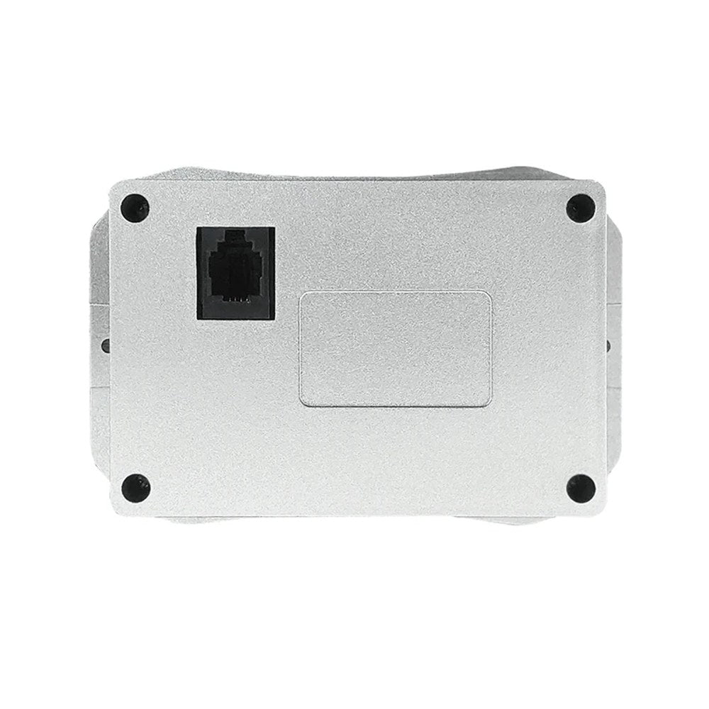 Back of the KH140F display: silver aluminium-look case with four screws and the single socket for the display cable
