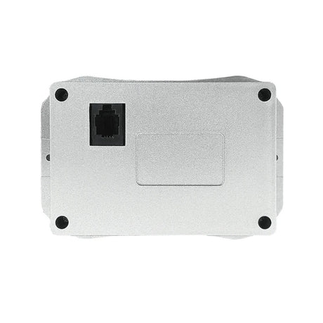 Back of the KH140F display: silver aluminium-look case with four screws and the single socket for the display cable