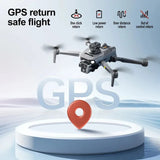 K19 Max drone over a GPS pin, showing the maker's return-to-home modes