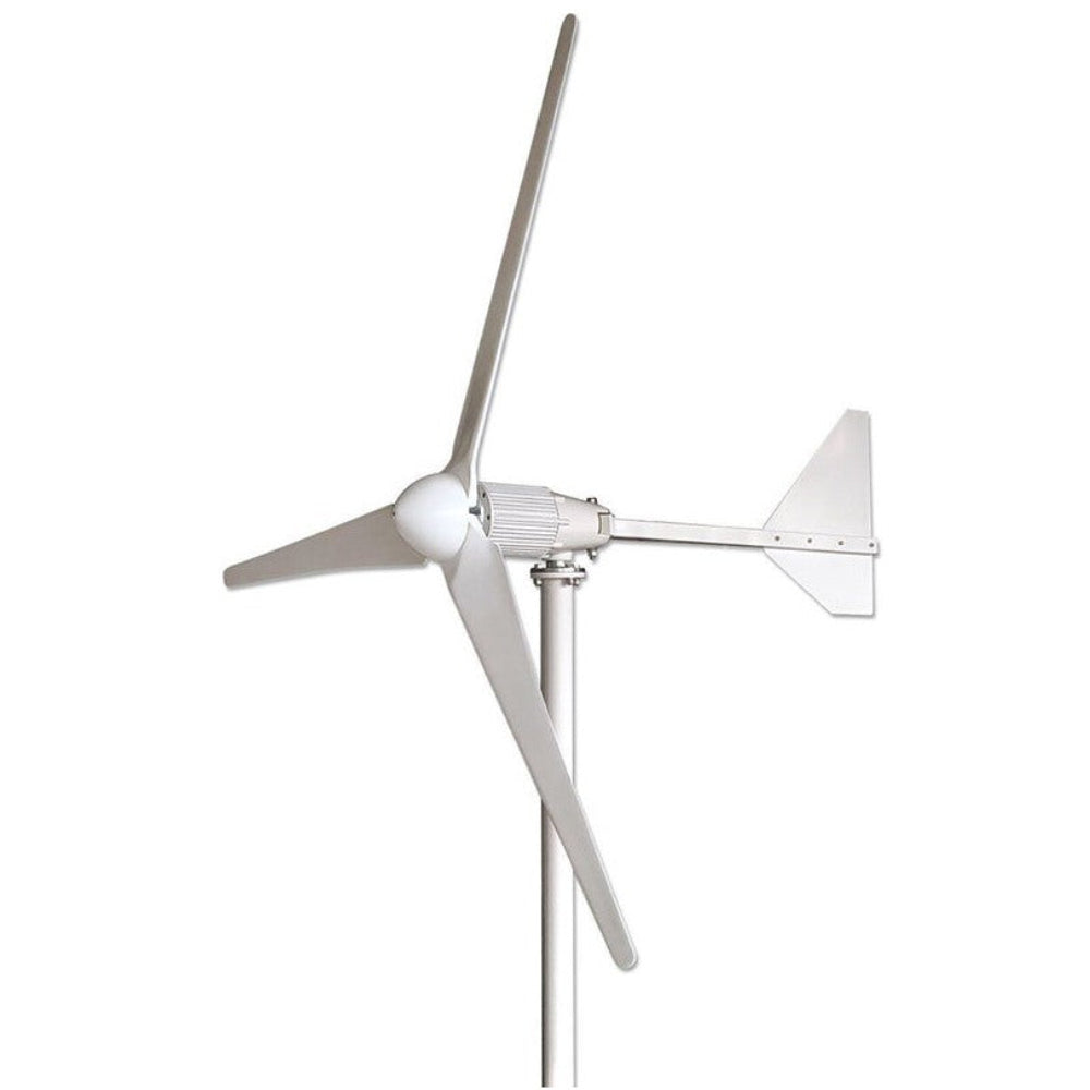 L2-2000 three-blade horizontal-axis wind turbine with tail fin, white studio background - representative L-series family photo, not model-specific