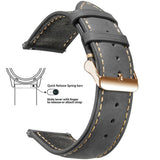 Grey, Rose Gold Buckle waxed leather watch band