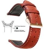 Iron Red, Rose Gold Buckle waxed leather watch band