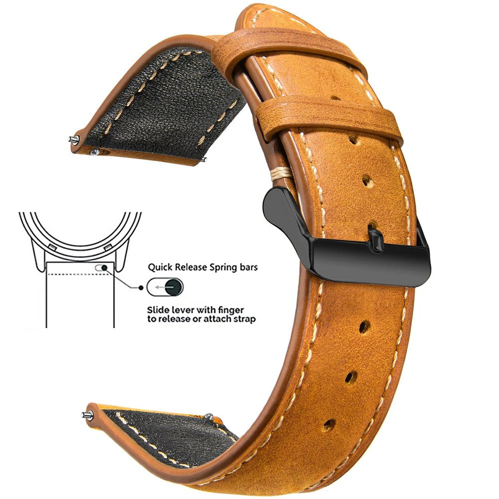 Toffee Brown, Black Buckle waxed leather watch band