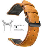 Toffee Brown, Black Buckle waxed leather watch band