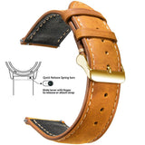 Toffee Brown, Gold Buckle waxed leather watch band