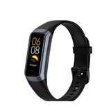 LIGE C60 fitness band in Black: black silicone strap and a gunmetal frame around the 1.1 in AMOLED screen