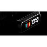 LIGE C60 band seen side-on, showing the slim body and a watch face with steps, heart rate and distance