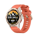 Mibro GS Active Gold option: gold-tone bezel on a light case with an orange silicone strap
