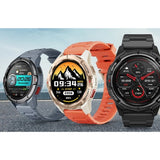 Mibro GS Active in grey, gold and black side by side, showing three of the four colours
