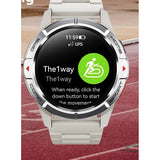Mibro GS Active in white with a white silicone strap, screen showing a GPS workout ready to start