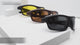 The CoolPandas sports wrap sunglasses in several lens tints on a white stand, close-ups of the frame and arm, then a lens held over a polarised test card.