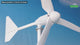 Video: representative L-series three-blade horizontal turbine turning in a showroom, close-ups of the ribbed generator and hub, with captions for the L1-2000 rating of 2000 W at 11 m/s