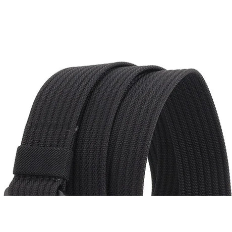 Close-up of the black nylon webbing and keeper loop on the quick-release belt