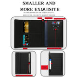 Inside the passport holder: card slots on one side, the passport slot and pen loop on the other