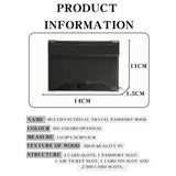 Maker drawing of the passport holder: 14 cm wide, 11 cm high and 1.5 cm thick, with its pocket list
