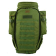 Army green tactical backpack, front view with hook-and-loop patch panels