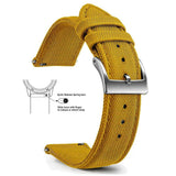 Marigold, Silver Buckle nylon sailcloth watch band