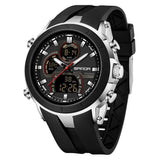 SANDA 6279 watch with black strap and bezel, silver-coloured case sides