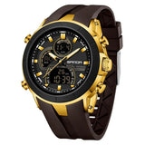 SANDA 6279 watch with brown strap, gold-coloured case and black bezel